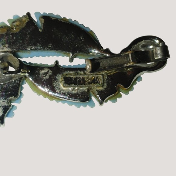 Vintage 1950 BSK Blue Parure Enamel Leaf Link Bracelet Silver Tone Metal 7 Inch - Picture 2 of 8